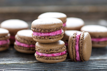 Homemade  Chocolate-Raspberry macarons
