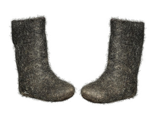 valenki - russian felt boots. Isolated on a white background