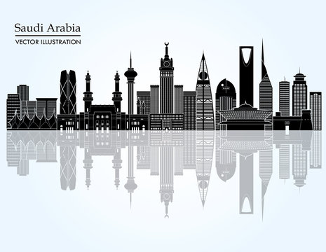 Skyline of Saudi Arabia, detailed silhouette. Vector illustration