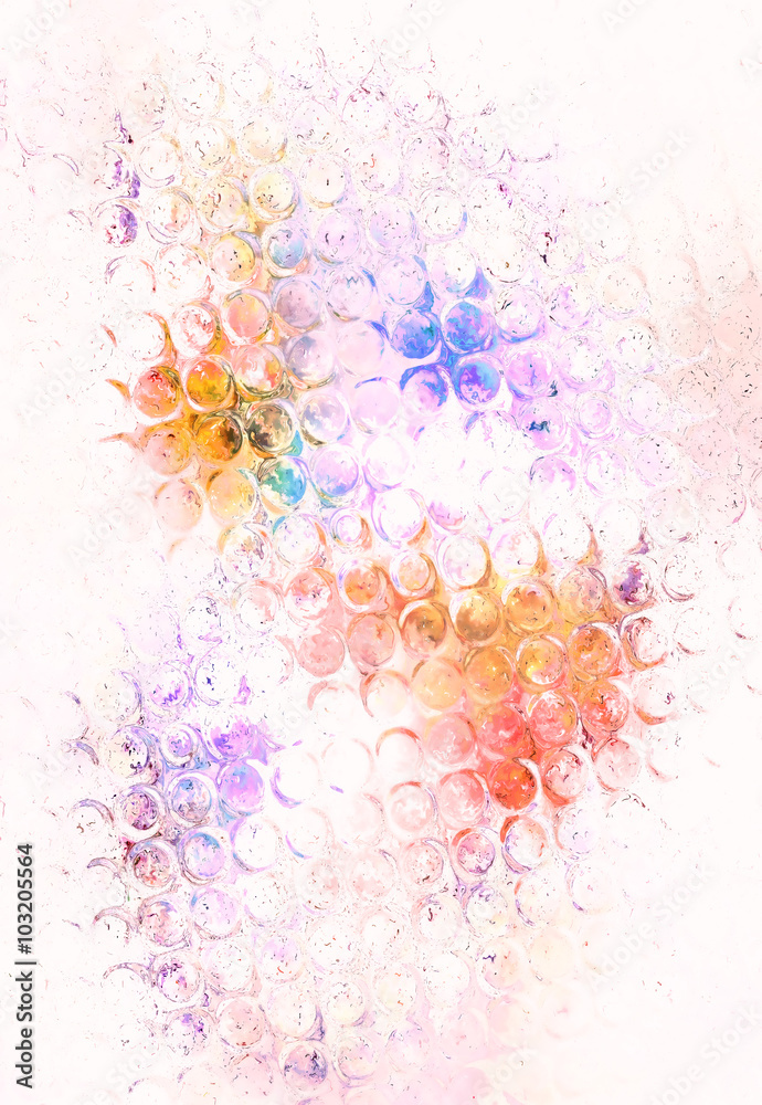 Poster color abstract background and glass effect, and light circle structure.