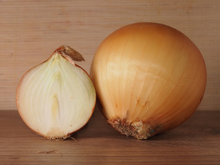 a half of an onion in a section