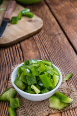 Portion of green Peppers (sliced)