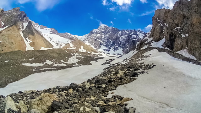 Timelapse. At the foot of Mount Sairam, Tyan-Shan