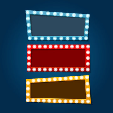 Vector bright retro banners with light effects