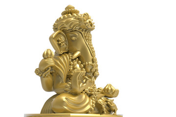 Fototapeta na wymiar Ganesha Isolated gold on Background and Texture