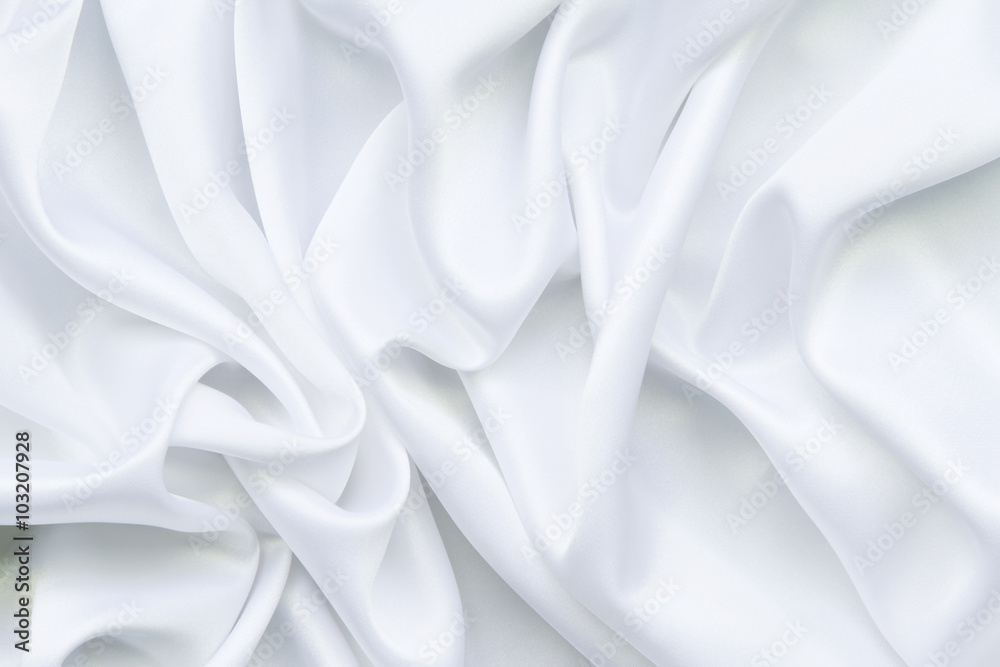 Aufkleber White abstract background with wave pattern of satin fabric.