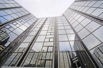 Defense, Paris, France, February 9, 2016: sky-scrapers in a Paris district Defense. Because of it's modern .architecture this district is called the Paris Manhattan
