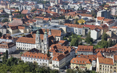 Fototapeta na wymiar Graz downtown autumn aerial cityscape, Austria.