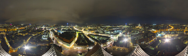 360 degree panoramic view of Hannover at night