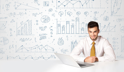 Businessman with diagram background