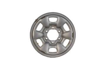 aluminium steel wheel against white background