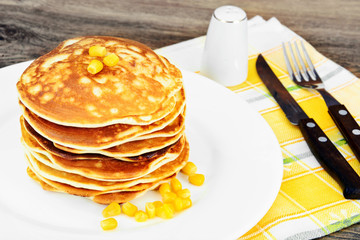 Tasty Pancakes Stack with Sweet Corn