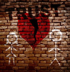 Broken red trust heart