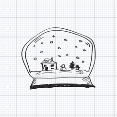 Simple doodle of a snow globe