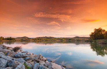 Sunset over the lake