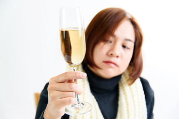 Woman drink champagne