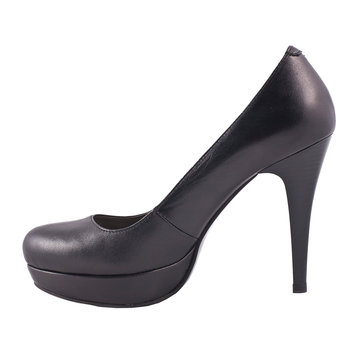 Black Womens High heel Shoe Isolated on White.