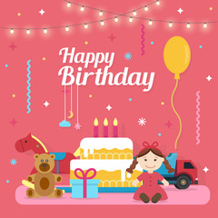 Fototapeta premium Children Happy Birthday icons set 