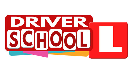 Driving school banner or label