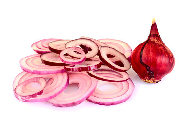 Red Onion Slice Isolated on White Background.