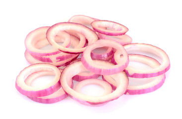 Red Onion Slice Isolated on White Background.