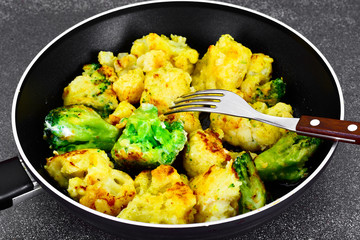 Food without Meat: Cauliflower and Broccoli, Fried in Batter.
