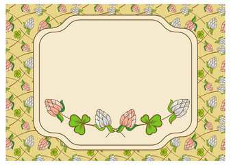 Vector template with floral pattern and  label. Suitable for greetings cards.