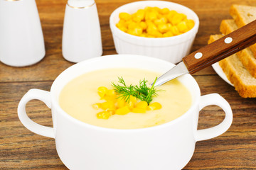 Soup of Mashed Potato with Corn