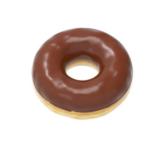 Chocolate-glazed donut isolated
