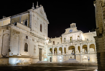 Fototapeta na wymiar Cathedral of Lecce, masterpiece of baroque art in Salento, Italy