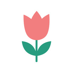 Naklejka premium ikona płaski na białym tle kwitnie tulipan