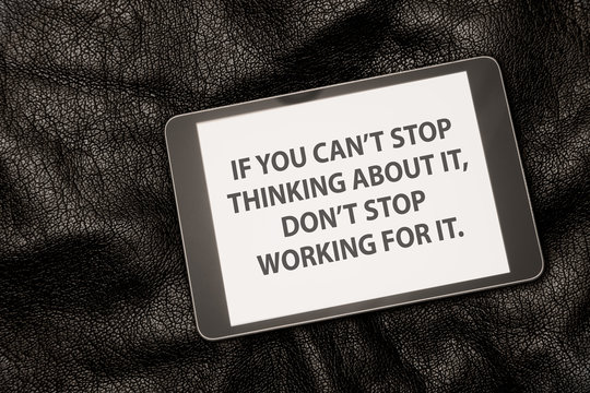 Inspirational Quote on Tablet.