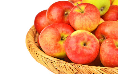 Red apple in a wattled basket