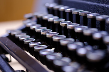 Typewriter Writing / Close-up of a vintage, retro typewriter.