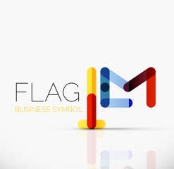 Logo flag, abstract linear geometric business icon