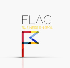 Logo flag, abstract linear geometric business icon