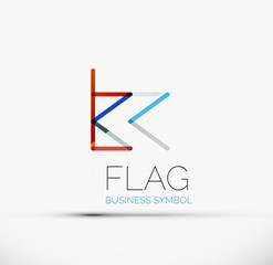 Logo flag, abstract linear geometric business icon