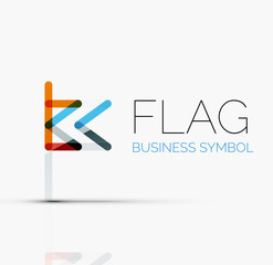 Logo flag, abstract linear geometric business icon