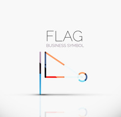 Logo flag, abstract linear geometric business icon