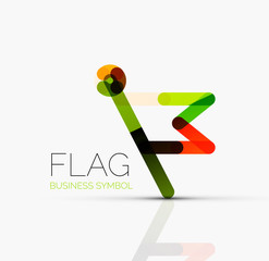 Logo flag, abstract linear geometric business icon
