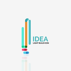 Logo, vector light bulb abstract linear geometric business icon. Idea concept