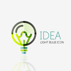 Logo, vector light bulb abstract linear geometric business icon. Idea concept