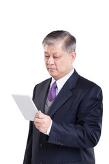 pose and gesture of old Asian businessman in suit