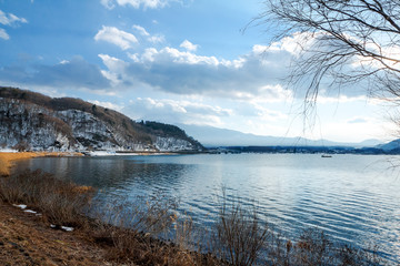 Lake Kawaguchiko and mount Fuji in background, Japan