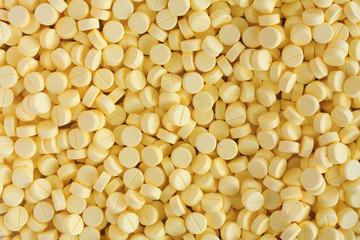 Many medication tablets and pills