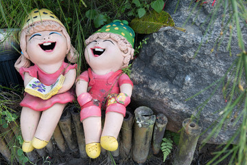 close up,Happy dolls for garden decoration