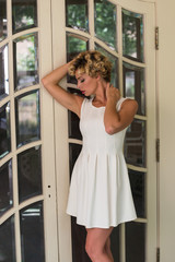 girl with short white dress
