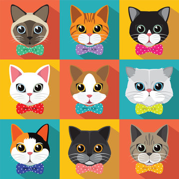 Naklejki Cute Cats Pattern