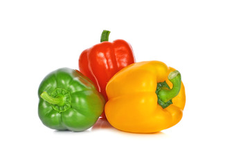 three bell peppers isolated on white background