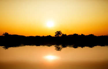 Colorful sunset over nature view